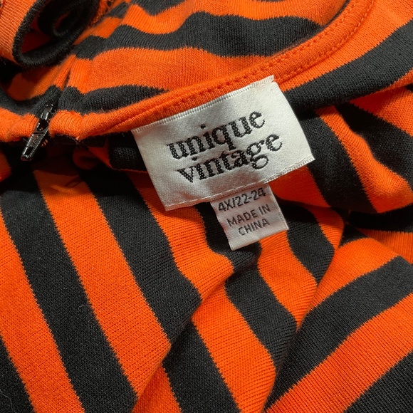 Unique Vintage Nicole swing dress orange black Halloween stripes plus size 4X - Picture 2 of 7